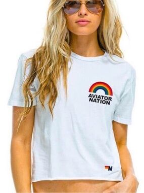 Aviator Nation Rainbow Boyfriend Tee